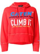 Dsquared2 - Climb It Printed Oversized Hoodie - Women - Cotton/spandex/elastane - S, Red, Cotton/spandex/elastane