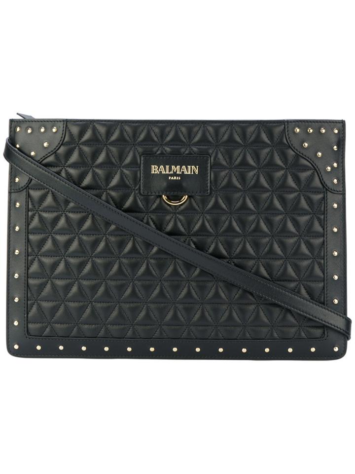 Balmain Mini Domaine Quilted Shoulder Bag - Black