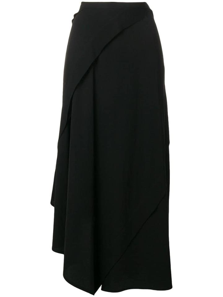 Yohji Yamamoto Long Draped Layers Skirt - Black