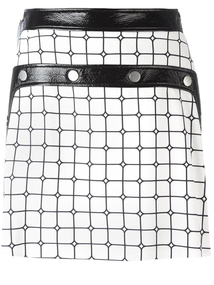 Courrèges Plaid A-line Skirt, Women's, Size: 40, Black, Cupro/viscose/cotton/polyurethane