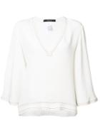 Derek Lam V-neck Shift Blouse, Women's, Size: 40, White, Silk
