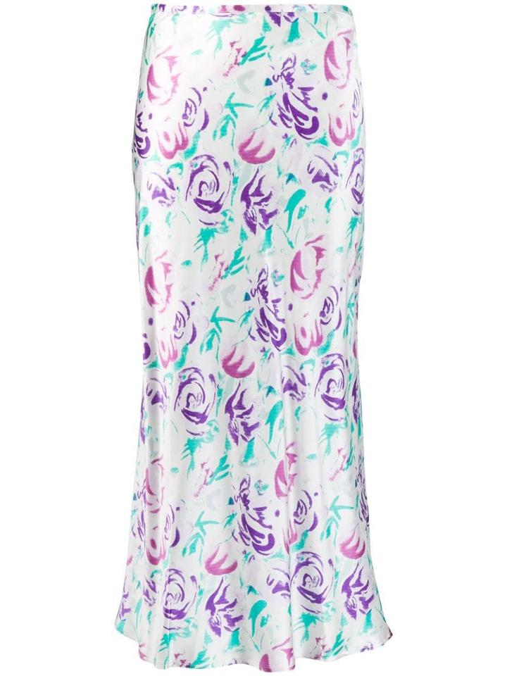 Rixo Floral Print Midi Skirt - White