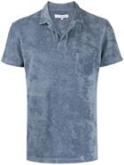 Orlebar Brown Plush Textured Polo Shirt - Blue