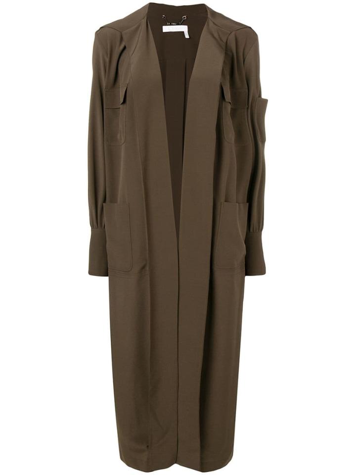 Chloé Open Front Long Coat - Green