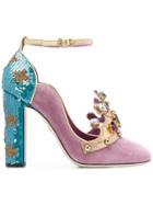 Dolce & Gabbana Crown Front Pumps - Pink & Purple
