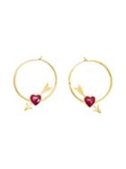 Marie Helene De Taillac Cupid's Arrow Ruby Heart Hoop Earrings