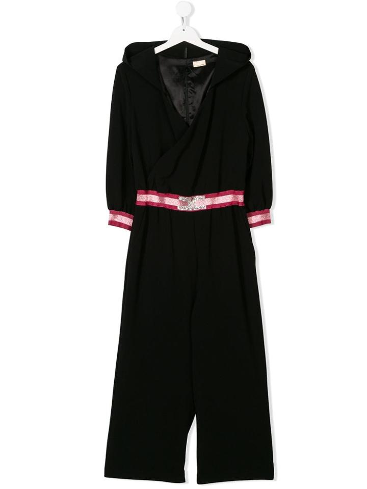 Elisabetta Franchi La Mia Bambina Teen Hooded Jumpsuit - Black