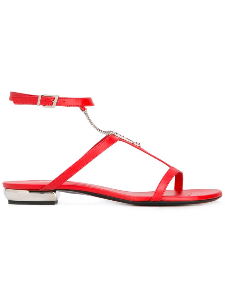 La Perla Flat Sandals With Chain - Red