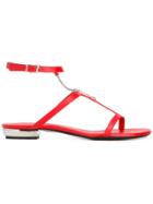 La Perla Flat Sandals With Chain - Red