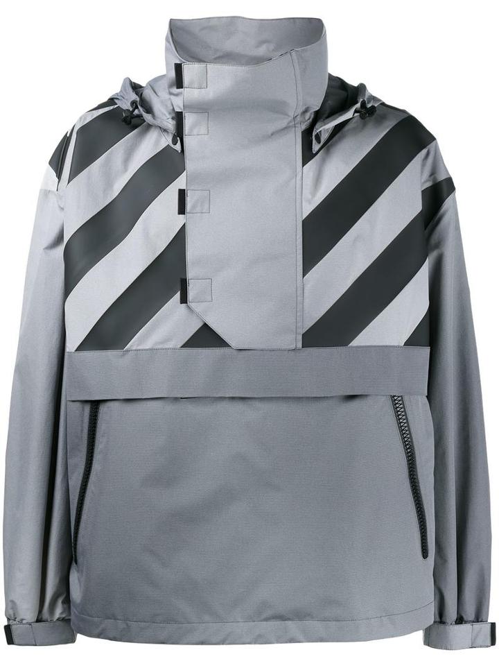 Moncler X Off-white 'donville' Jacket, Men's, Size: 3, Grey, Polyamide/polyester/polyurethane/pvc