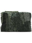 Mr & Mrs Italy Patchwork Clutch, Women's, Green, Mink Fur/polyester