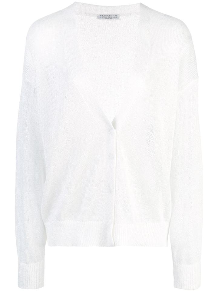 Brunello Cucinelli Plain Cardigan - White
