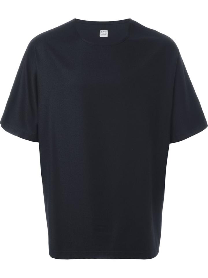 E. Tautz Crew Neck T-shirt, Men's, Size: Small, Blue, Silk/wool
