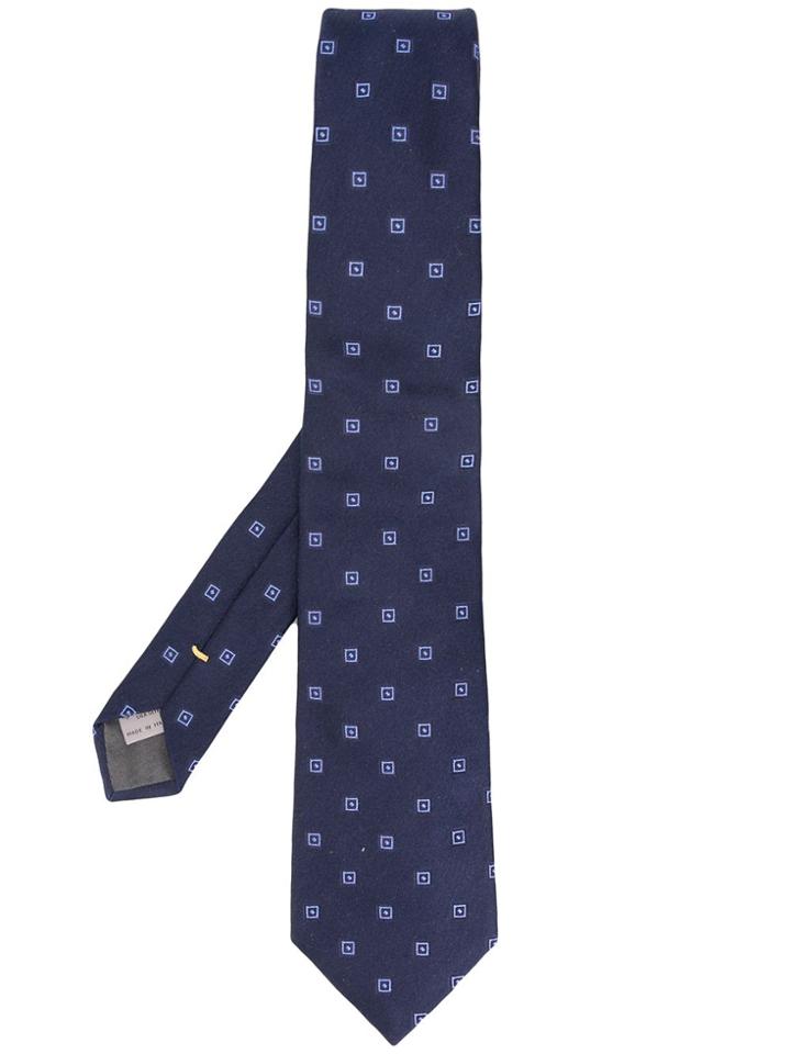 Canali Square Patterned Tie - Blue