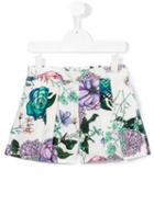 Young Versace Floral Print Shorts, Girl's, Size: 6 Yrs, White