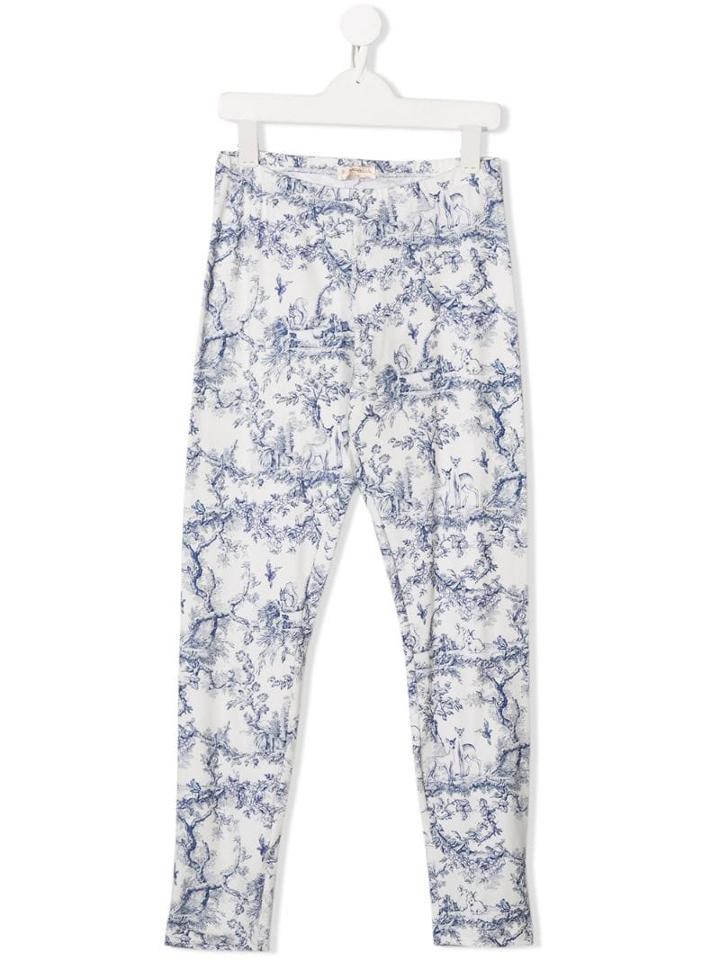 Monnalisa Teen Floral Fitted Leggings - White