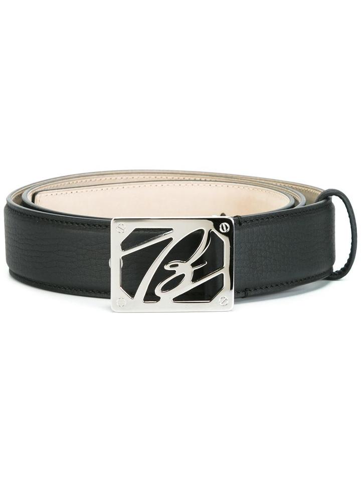 Brioni Logo Plaque Belt, Men's, Size: 95, Black, Calf Leather