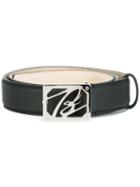 Brioni Logo Plaque Belt, Men's, Size: 95, Black, Calf Leather