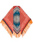 Paura Bandana Print Silk Scarf - Orange
