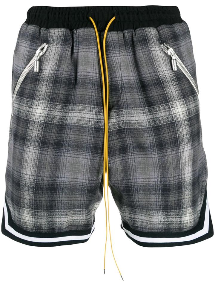 Rhude Checked Casual Shorts - Grey