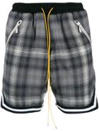 Rhude Checked Casual Shorts - Grey