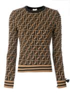 Fendi Logo Long-sleeve Sweater - Brown
