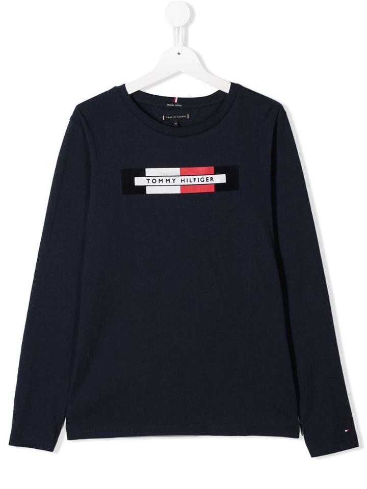 Tommy Hilfiger Junior Teen Essential Logo Long Sleeved T-shirt - Blue