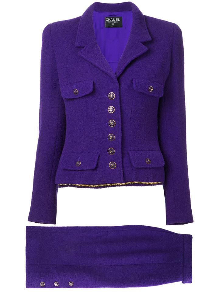 Chanel Vintage Vintage Setup Skirt Suit - Pink & Purple