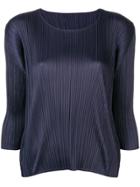 Pleats Please By Issey Miyake Three-quarter Sleeved Blouse - Blue