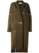 Courrèges Oversized Long Coat, Women's, Size: 40, Green, Merino/polyamide/spandex/elastane