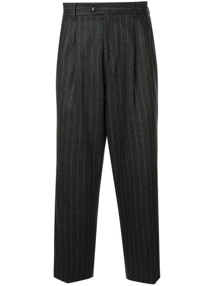 Sartorial Monk Striped Trousers - Grey