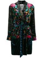 Pierre-louis Mascia Belted Floral Coat - Black