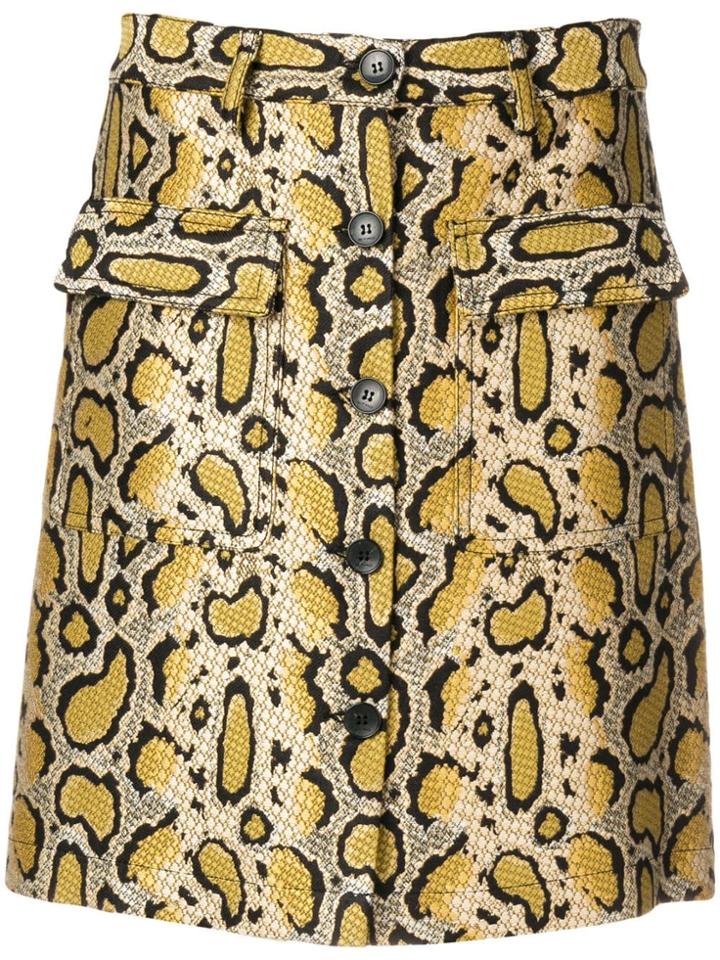 Etro Snakeskin-effect Mini Skirt - Yellow