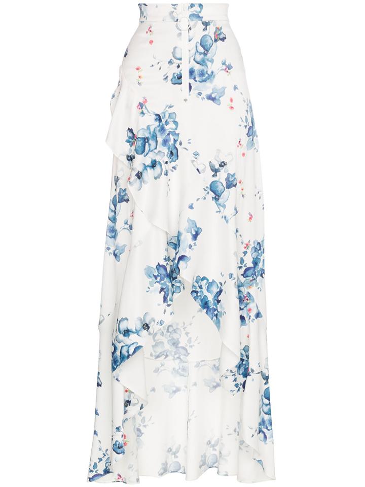 Off-white X Browns Floral Print Maxi Ruffle Skirt