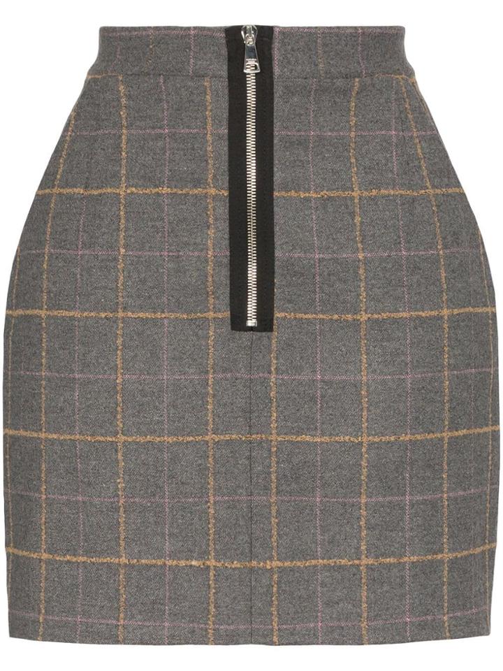 Natasha Zinko High-waisted Check Mini Skirt - Grey