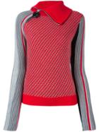 Carven Zipped Collar Jumper, Women's, Size: Medium, Red, Wool
