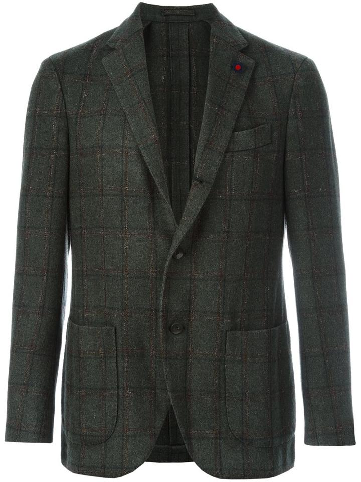 Lardini 'supersoft' Checked Blazer, Men's, Size: 48, Green, Polyamide/polyester/viscose/wool