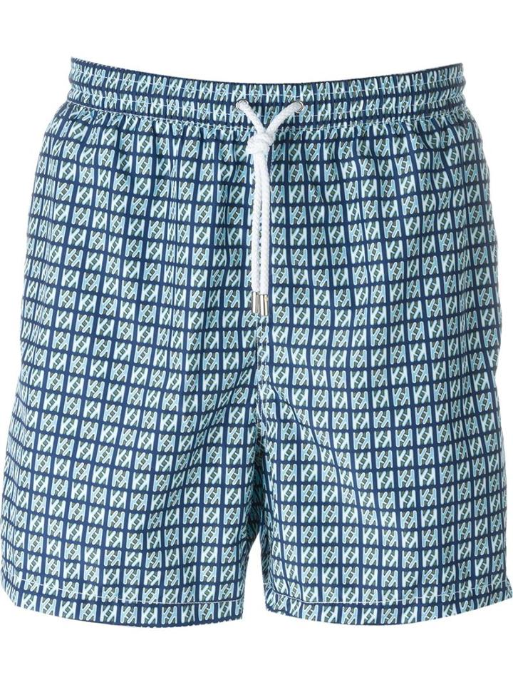 Kiton Square Print Swim Shorts