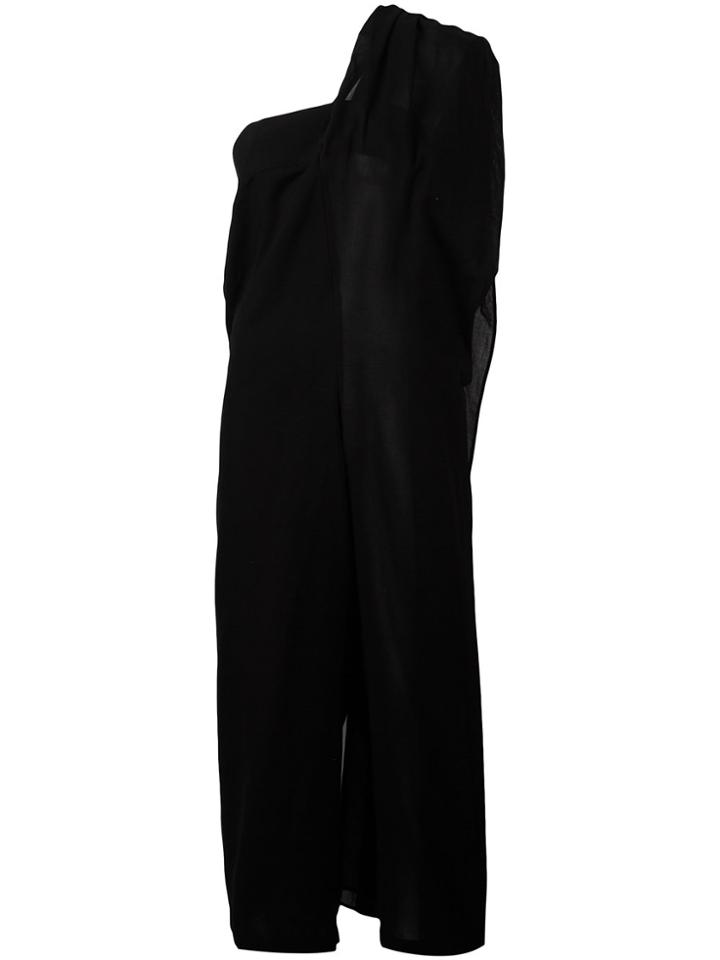 Yohji Yamamoto Draped One Shoulder Salopette Jumpsuit - Black