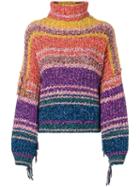 Maison Flaneur Oversized Striped Knit Sweater - Purple