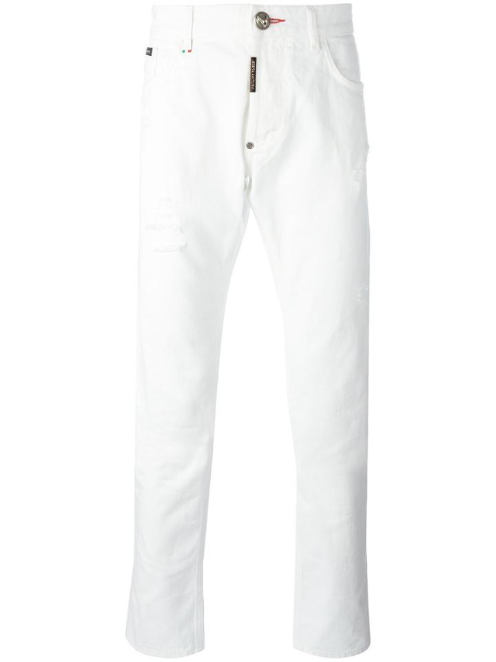 Philipp Plein Straight-leg Jeans, Men's, Size: 31, White, Cotton/polyester