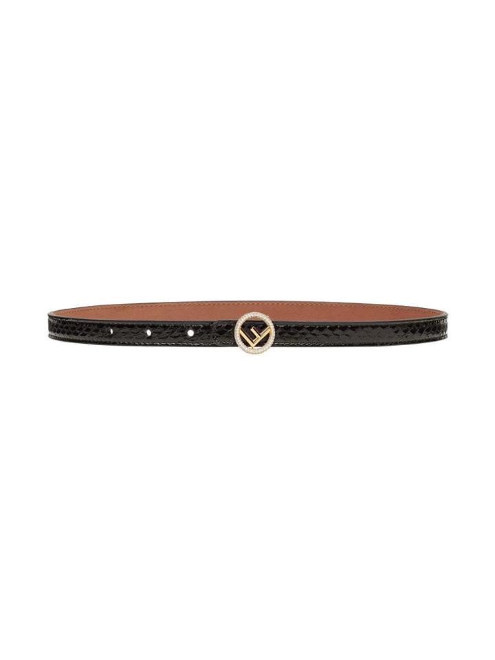 Fendi Skinny Roma Buckle Belt - Black