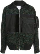 Sacai Leopard Print Zip-up Jacket - Black