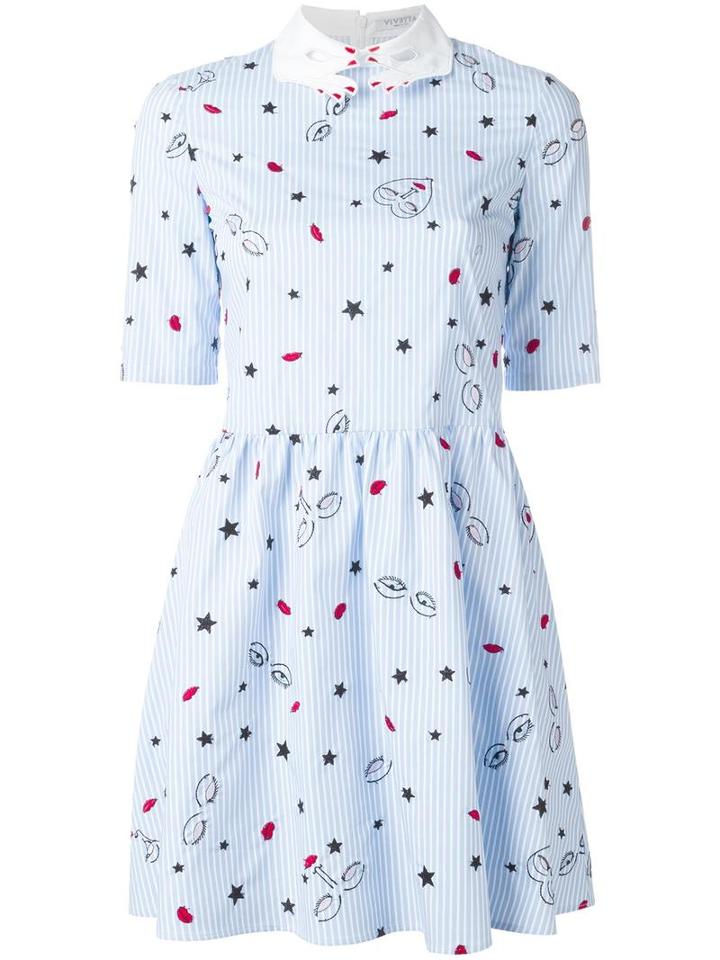 Vivetta Scorpione Dress, Women's, Size: 40, Blue, Cotton/spandex/elastane/acetate/cupro