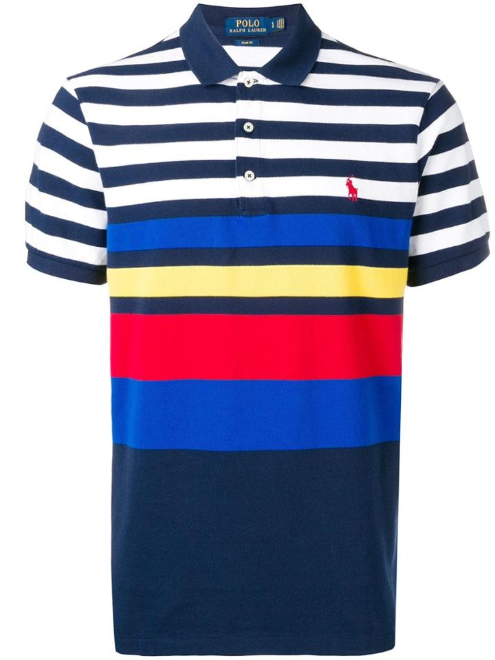Ralph Lauren Block Stripe Polo Shirt - Blue