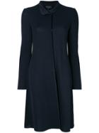Emporio Armani Perforated Single Breasted Coat - Blue