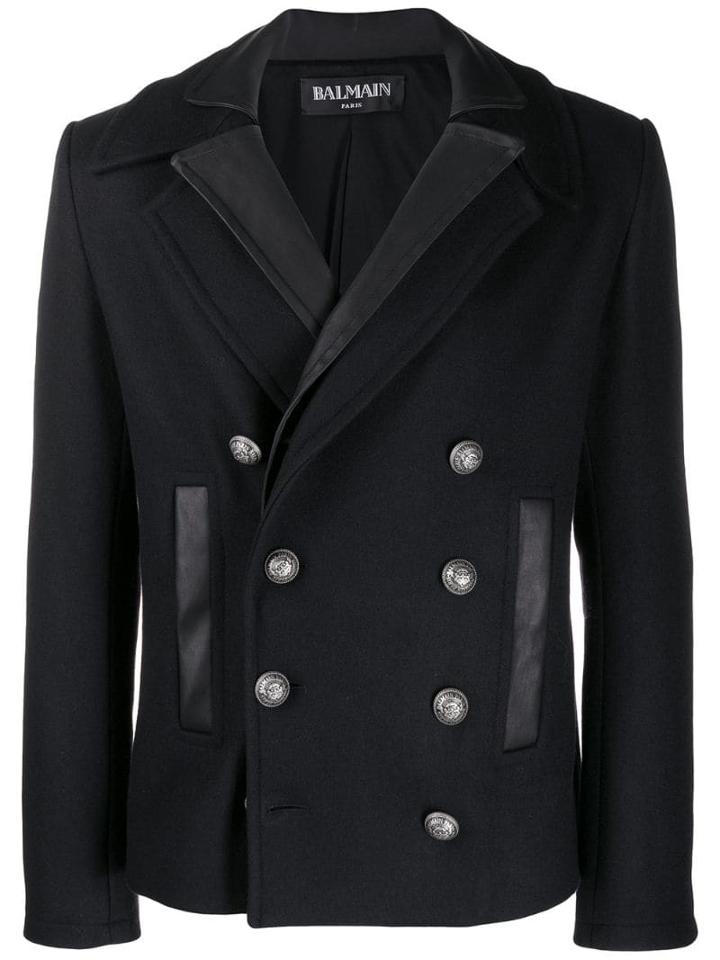 Balmain Two-collar Double-breasted Coat - Blue