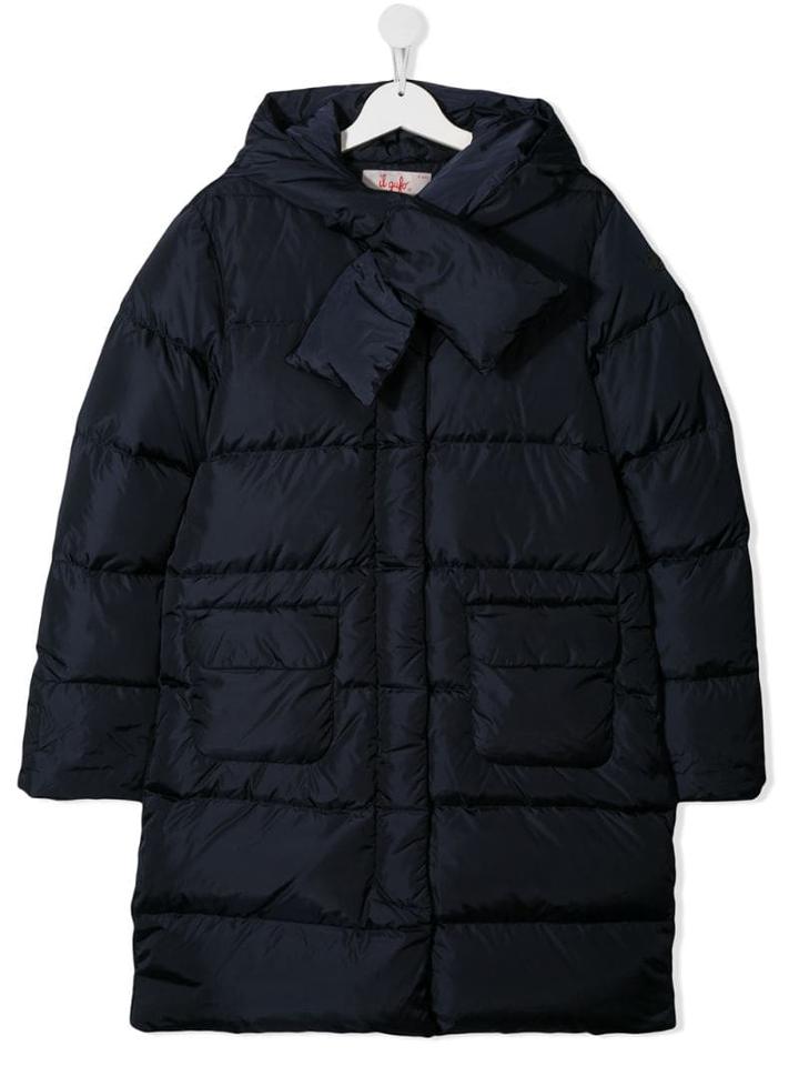 Il Gufo Scarf Collar Down Jacket - Blue