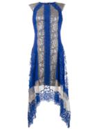 Alberta Ferretti Lace Asymmetric Dress, Women's, Size: 40, Blue, Silk/polyamide/cotton/other Fibers