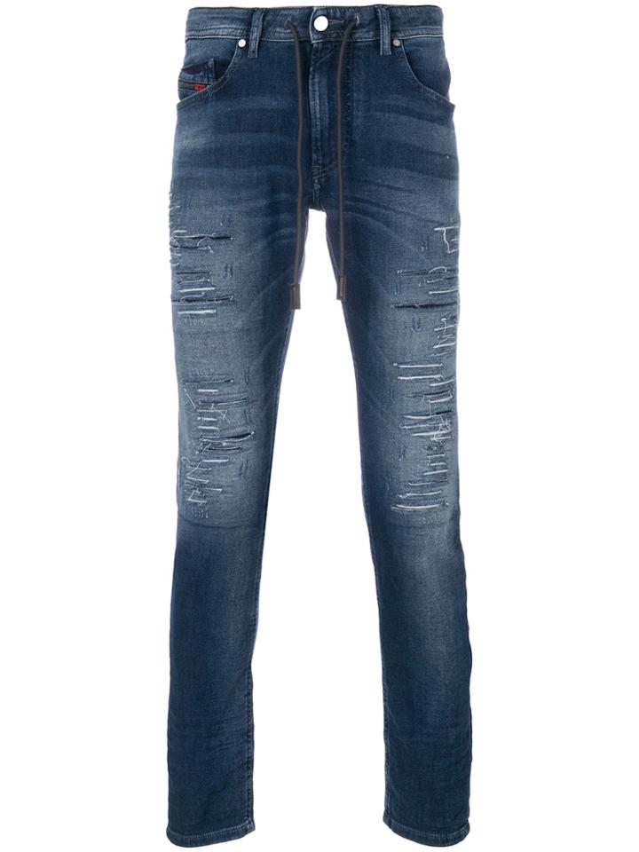 Diesel Distressed Slim Fit Jeans - Blue